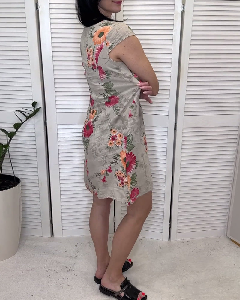 Vintage floral print pocket dress 202466 casual dresses summer