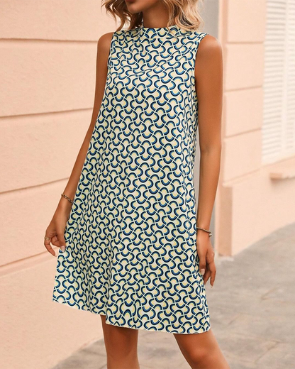 Elegant sleeveless dress with geometric print casual dresses summer