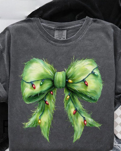 Big bow print T-shirt 2024 f/w christmas grinch spring summer t-shirts