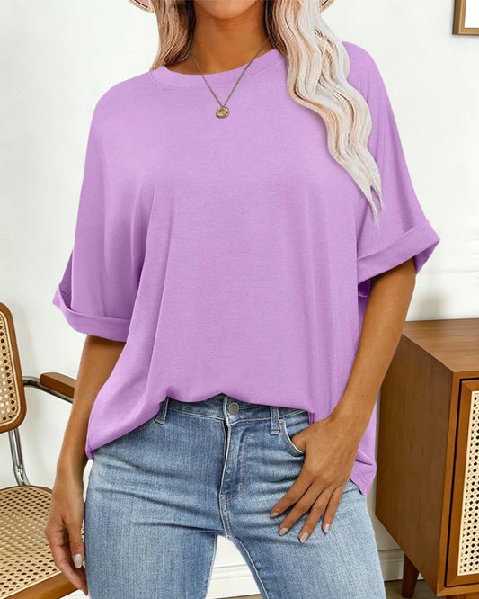 Loose Rolled-Hem Short-Sleeve T-Shirt spring summer t-shirts