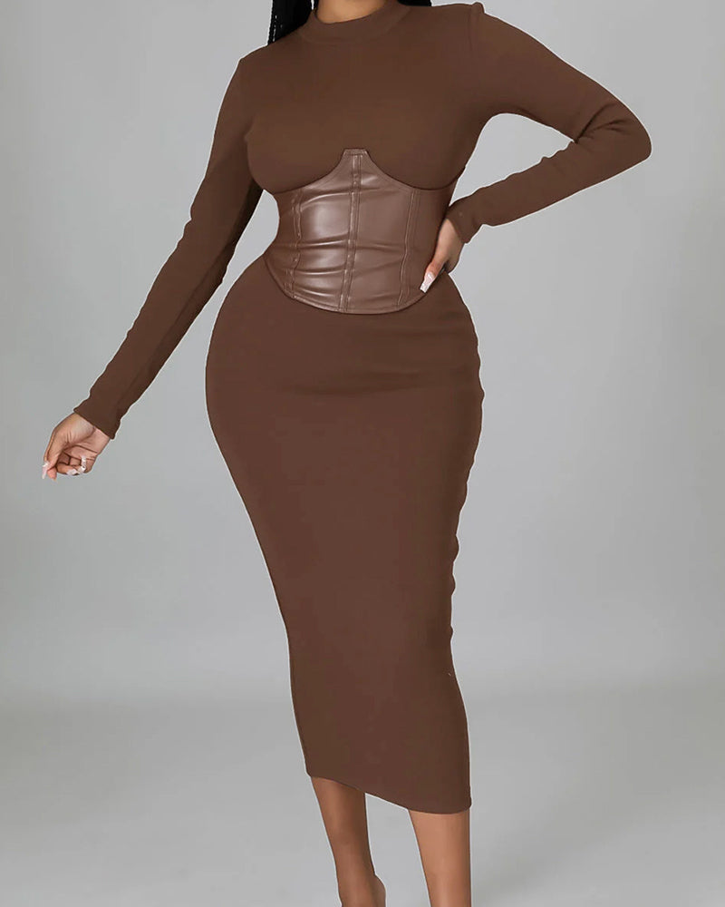 Solid-Color Paneled Bodycon Dress