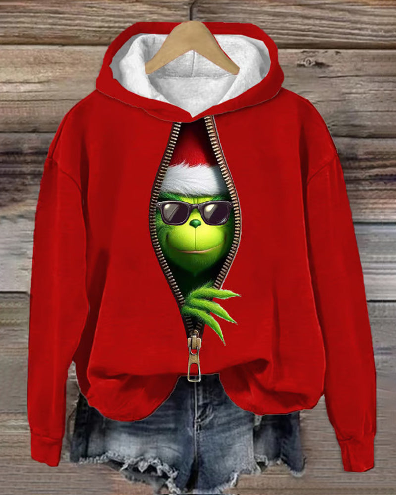 Women's Christmas Printed Hooded Sweatshirt 2024 f/w Christmas Christmas & Grinch hoodies & sweatshirts women's christmas