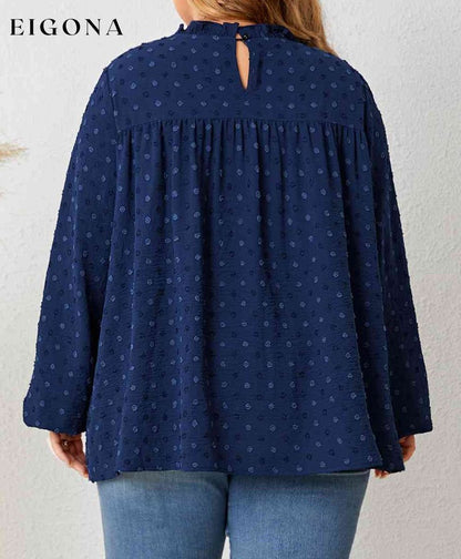 Plus Size Mock Neck Balloon Sleeve Blouse clothes HS long sleeve shirts long sleeve top Ship From Overseas shirt shirts top tops