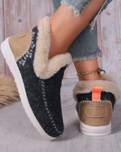 Casual solid color patchwork warm flat shoes 2024 f/w flats