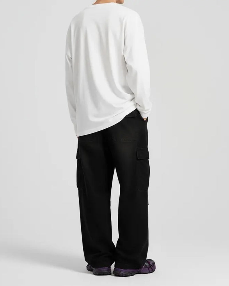 Men's Crew Neck Long-Sleeve Slit T-Shirt