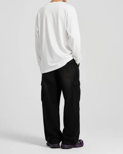 Men's Crew Neck Long-Sleeve Slit T-Shirt
