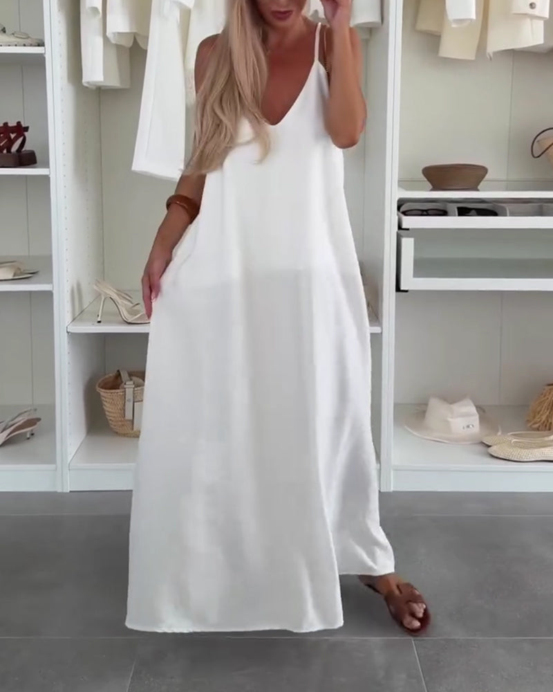 Backless Cami Vacation Maxi Dress