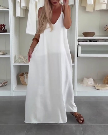 Backless Cami Vacation Maxi Dress