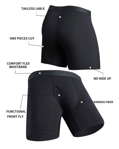 Men's Solid Color Bamboo Fiber Stretchy  Boxer Brief, Breathable Comfy Underwear for Daily Wear, Casual Men's Underwear for All Seasons
