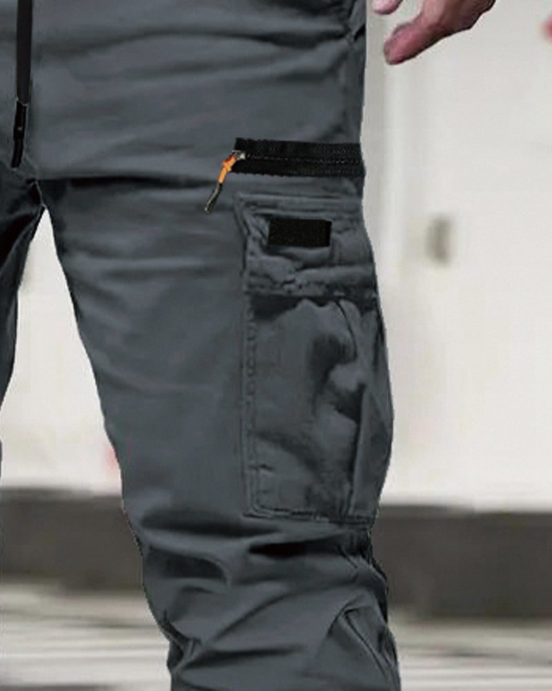 Men's Elastic Cuff Solid Color Relaxed Pant