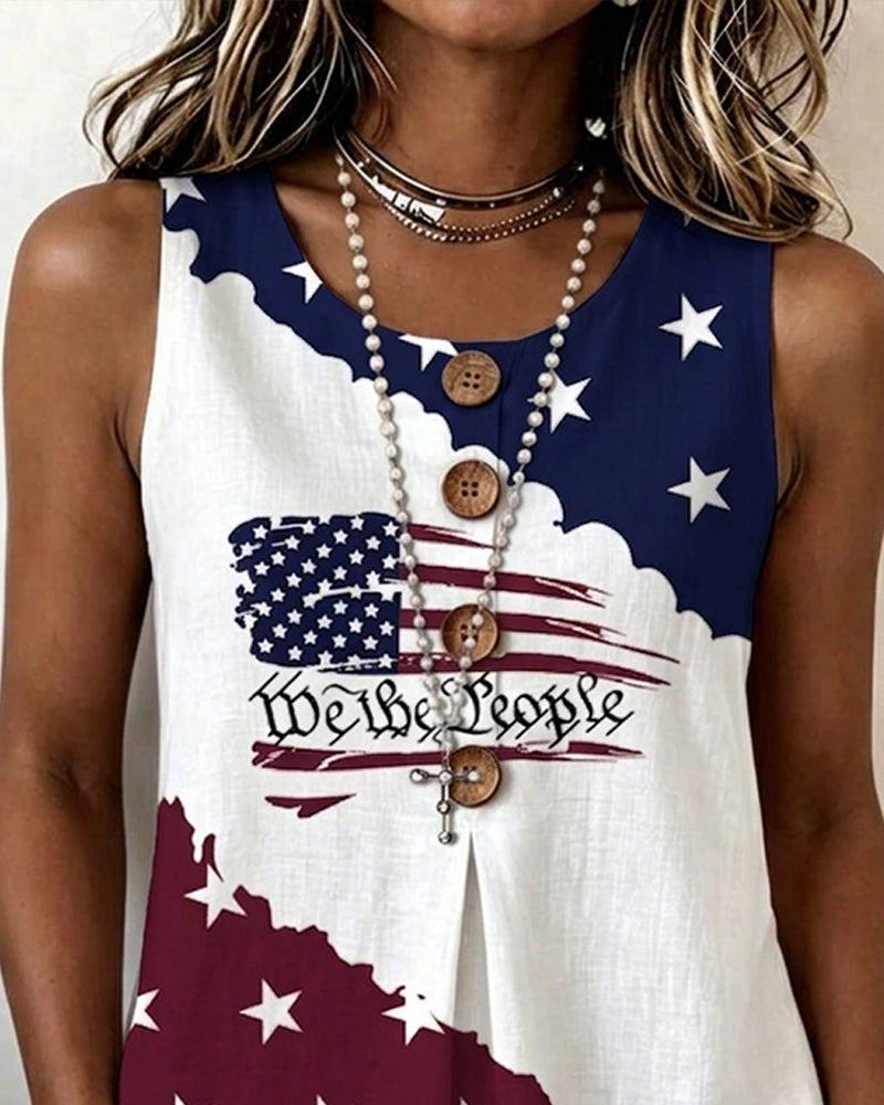 Stars and Stripes Print Tank Tops