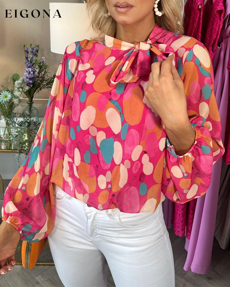 Elegant irregular polka dot print strappy long-sleeve blouse blouses & shirts spring summer