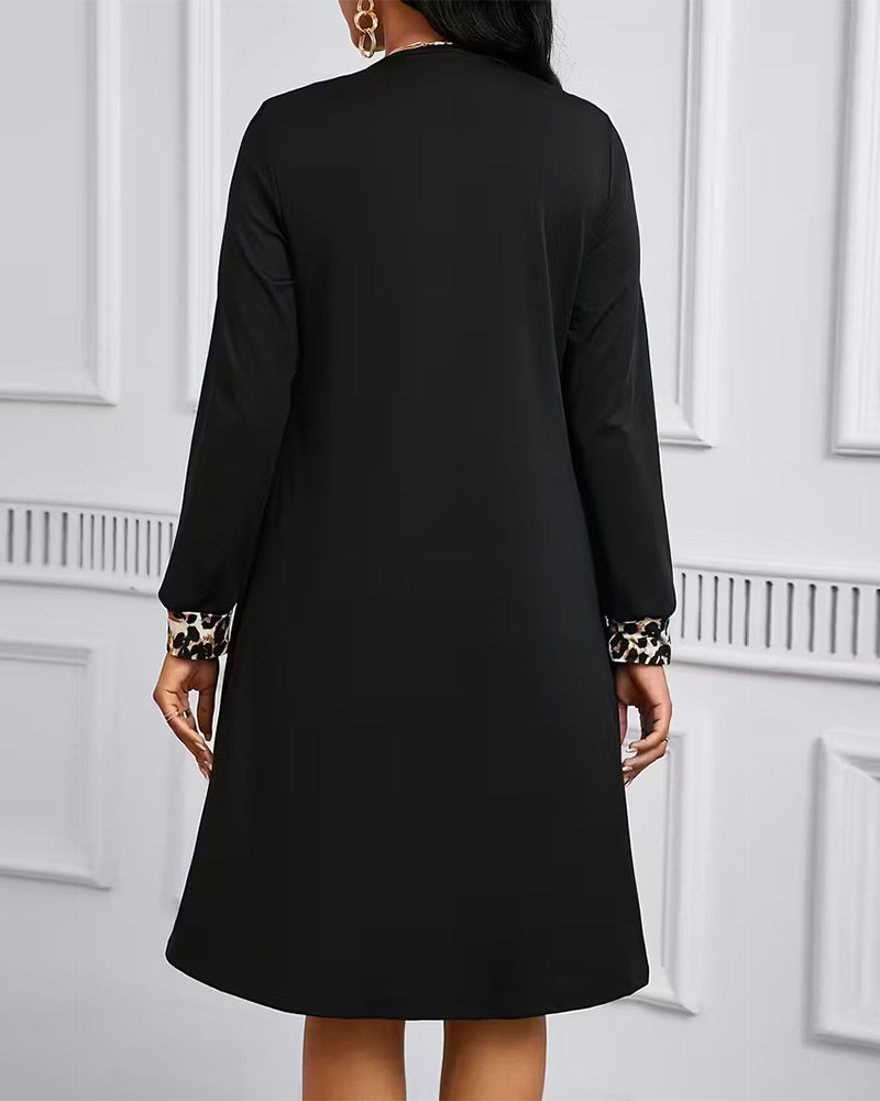 Fake Two-Piece Leopard Print Dress