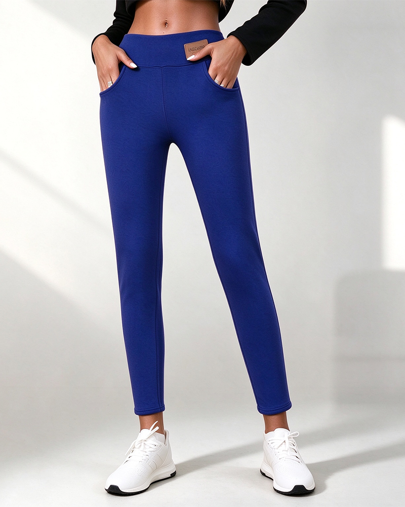 Fleece-Lined Solid Pocket Leggings 2025 f/w leggings spring