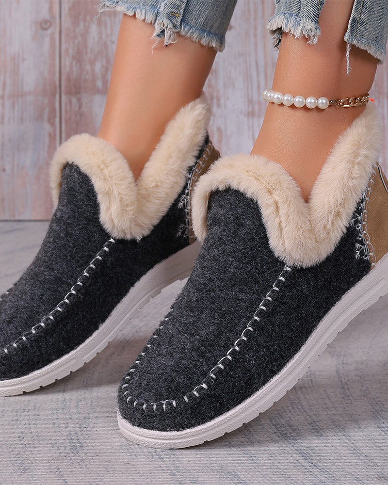 Casual solid color patchwork warm flat shoes 2024 f/w flats