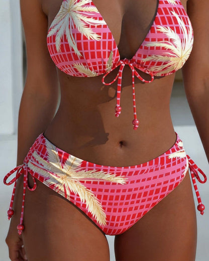Tie Print Halter Bikinis
