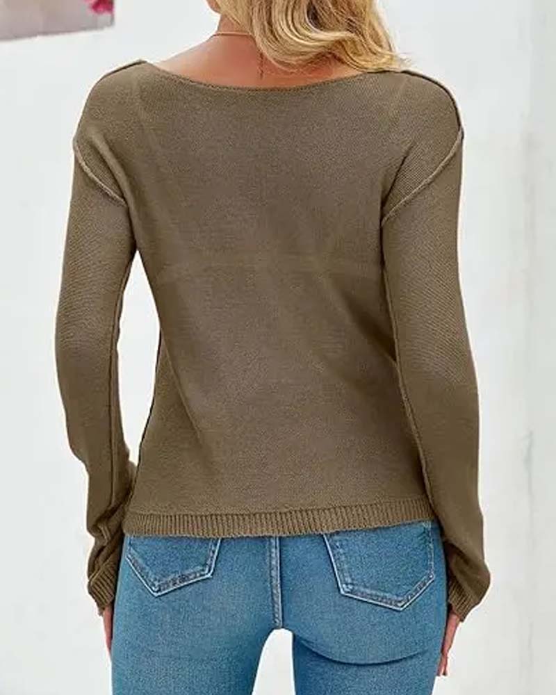 Solid Color Long Sleeve Pullover