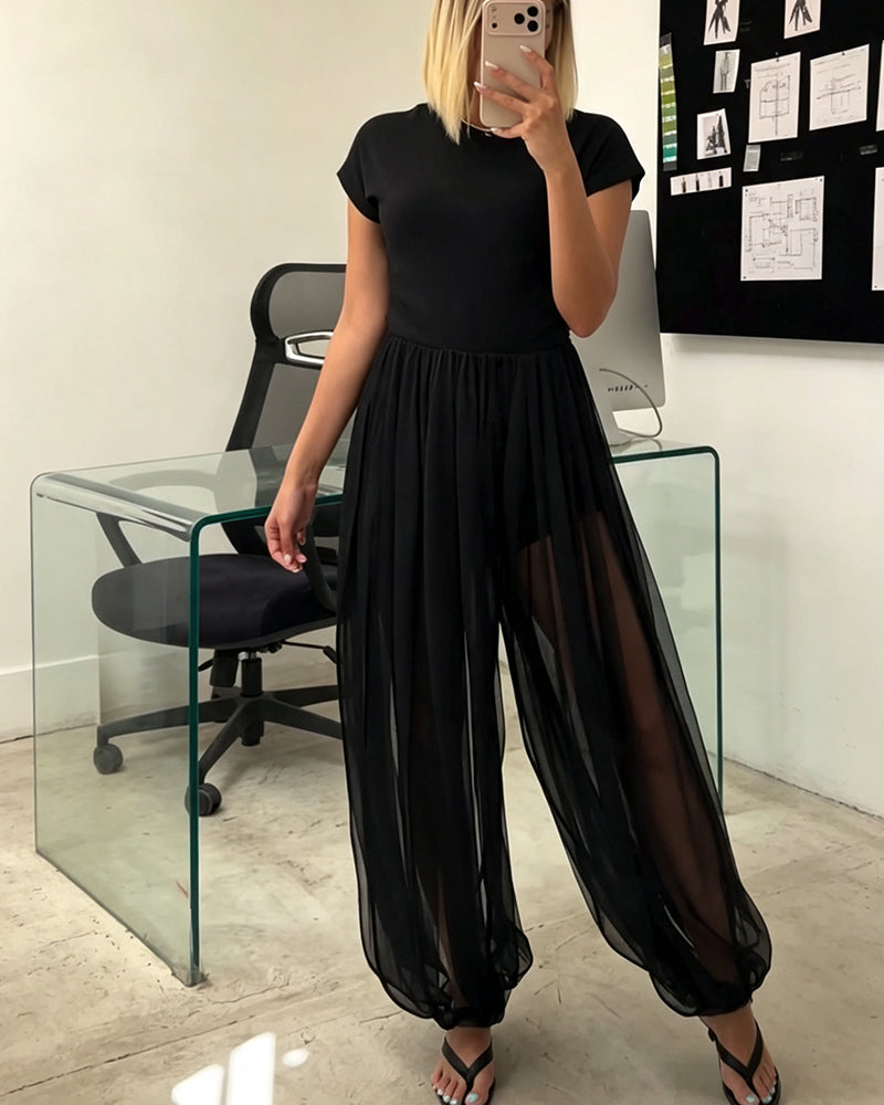 Stylish Pleated Sheer Pants pants spring summer