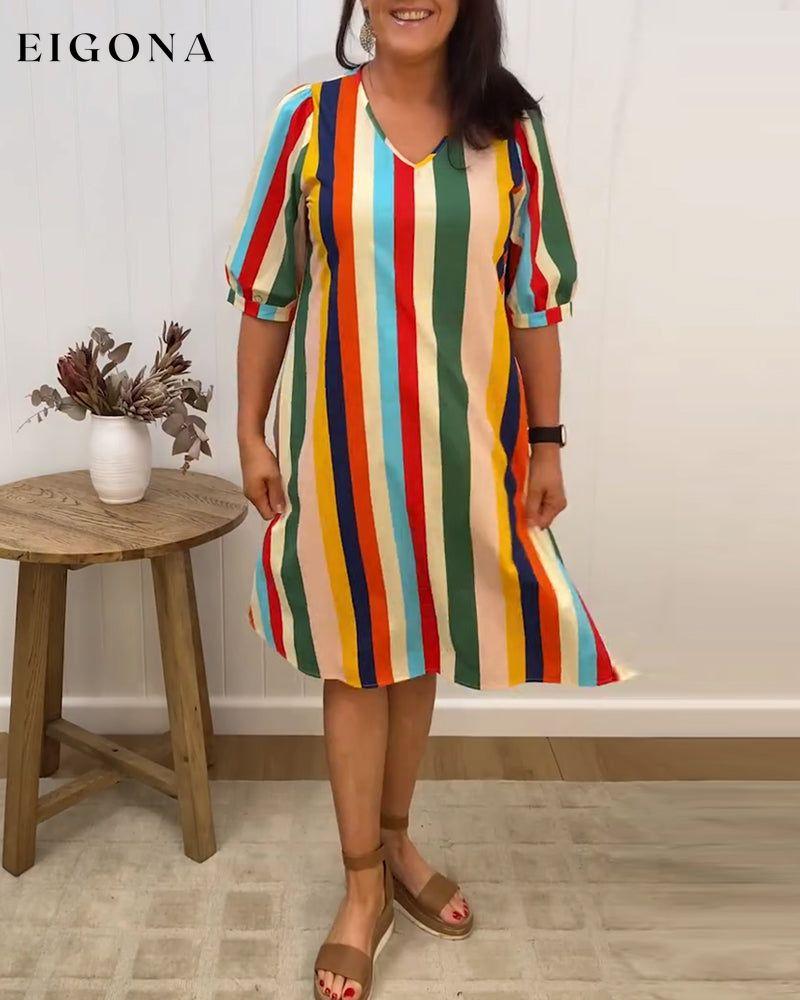 Casual loose colorful striped dress casual dresses summer