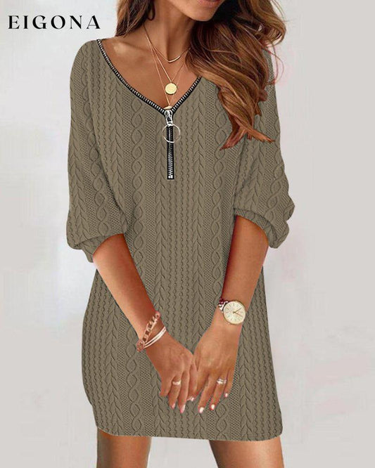 Textured Zippered Cable Dress Brown 2023 f/w 23BF casual dresses Clothes Dresses