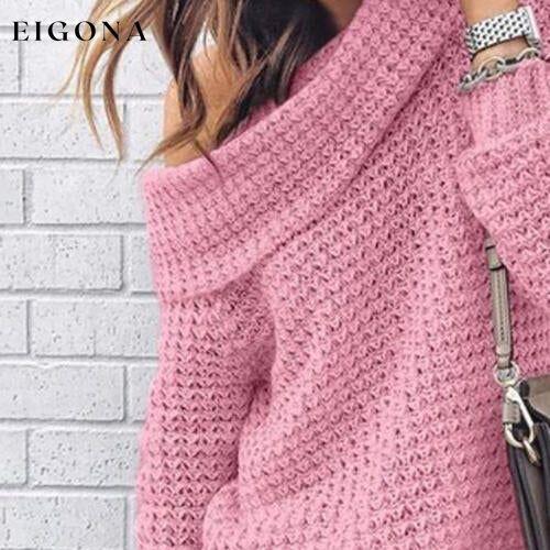 Openwork Off-Shoulder Sweater clothes D&C Ship From Overseas