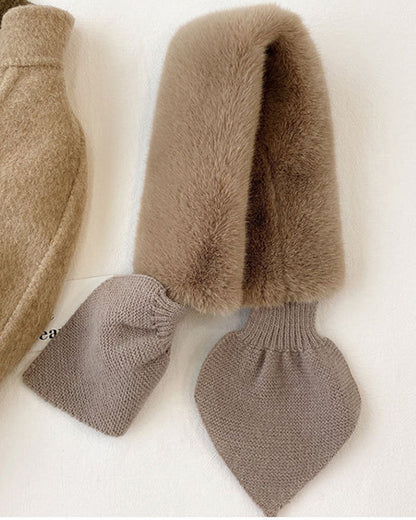 Fashionable Knitted Patchwork Fur Scarf