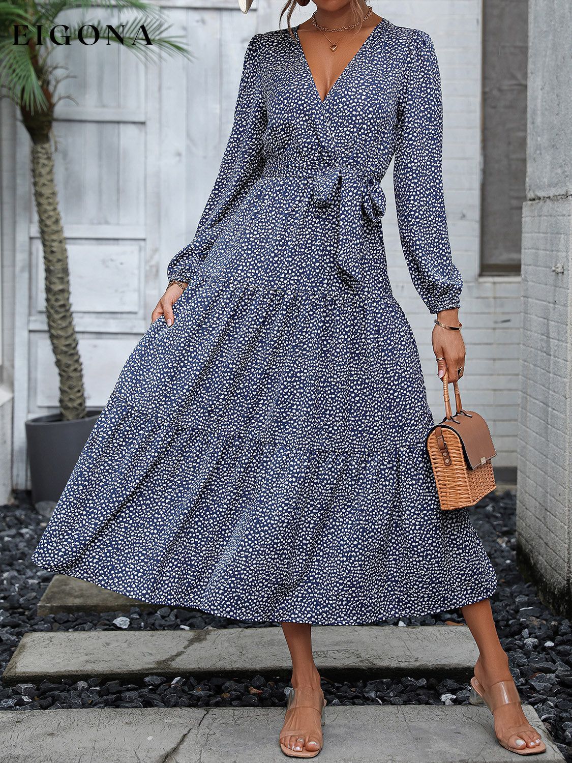 Surplice Neck Long Sleeve Midi Dress Navy casual dress casual dresses clothes dress dresses long dresses long sleeve dress long sleeve dresses long sleve dresses maxi dress Ship From Overseas Shipping Delay 09/29/2023 - 10/03/2023 trend Z@Q