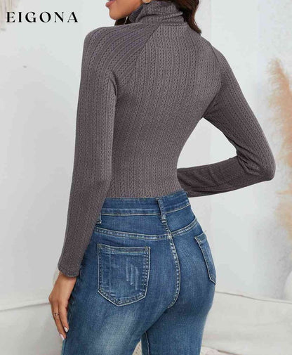 Cutout Mock Neck Long Sleeve Bodysuit clothes Ship From Overseas SYNZ