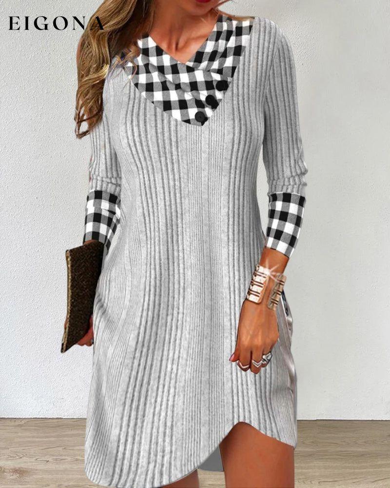 V-neck Color Block Casual Dress 2023 f/w 23BF casual dresses Clothes Dresses spring