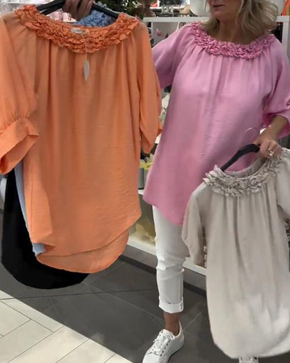 Half-Sleeved Floral Loose Blouse