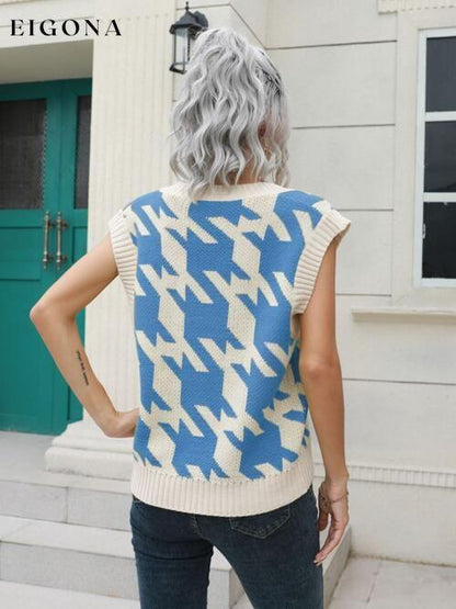 Houndstooth V-Neck Sweater Vest B&S clothes Ship From Overseas