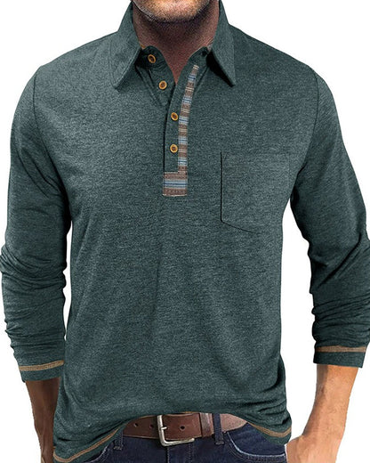 Men's Button Lapel Polo Blouse