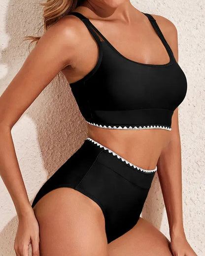 High-Waist Color-Block Bikini