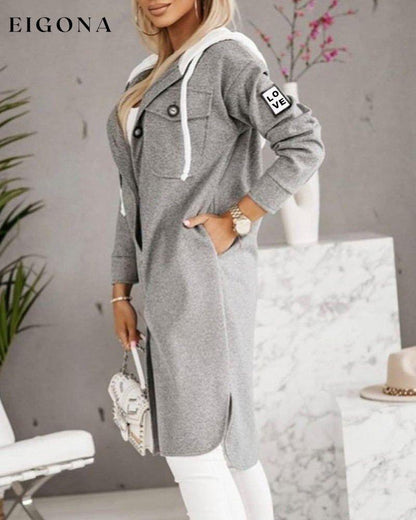 Gray Woolen Coat With Hood 2023 f/w 23BF clothes jackets & coats spring Tops/Blouses