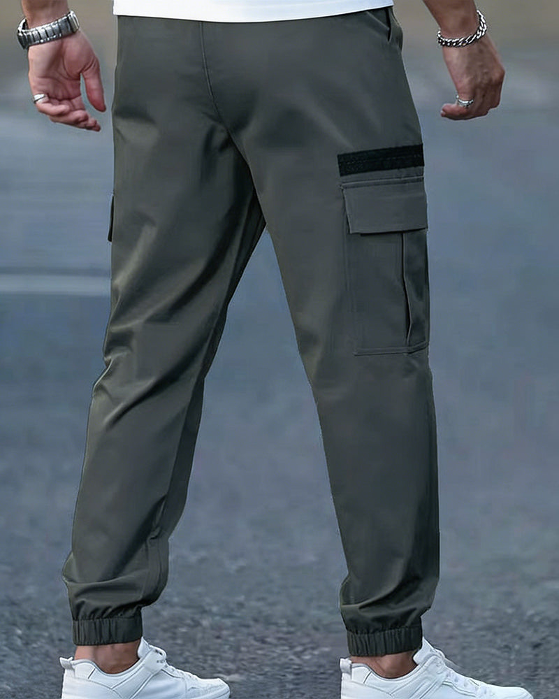 Men's Elastic Cuff Solid Color Relaxed Pant