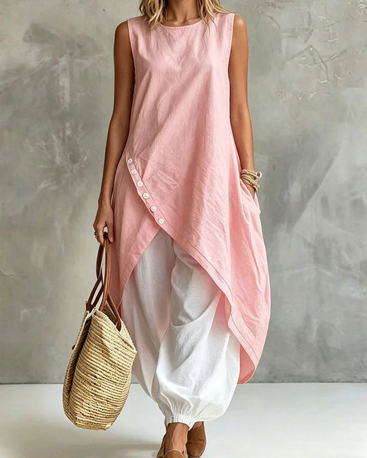 Asymmetrical Sleeveless Lantern Pants Set spring summer two-piece sets