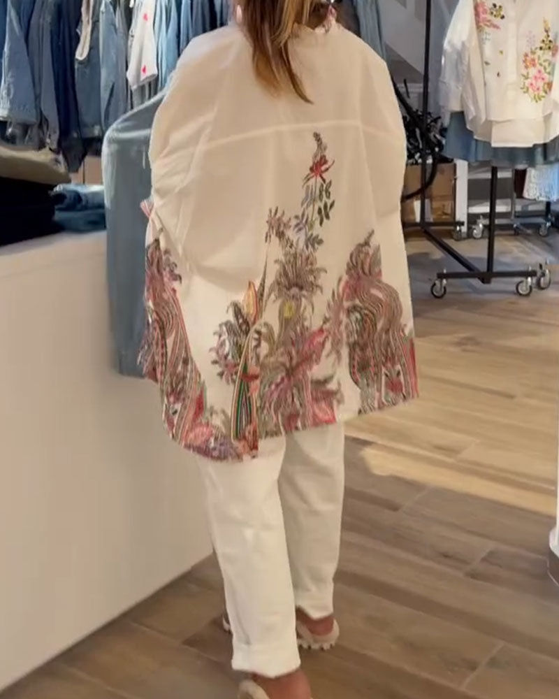 Loose-Fit Ethnic-Style Printed Shirt