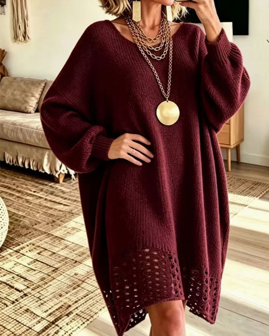 Crew Neck Hollow-Out Jumper Dress