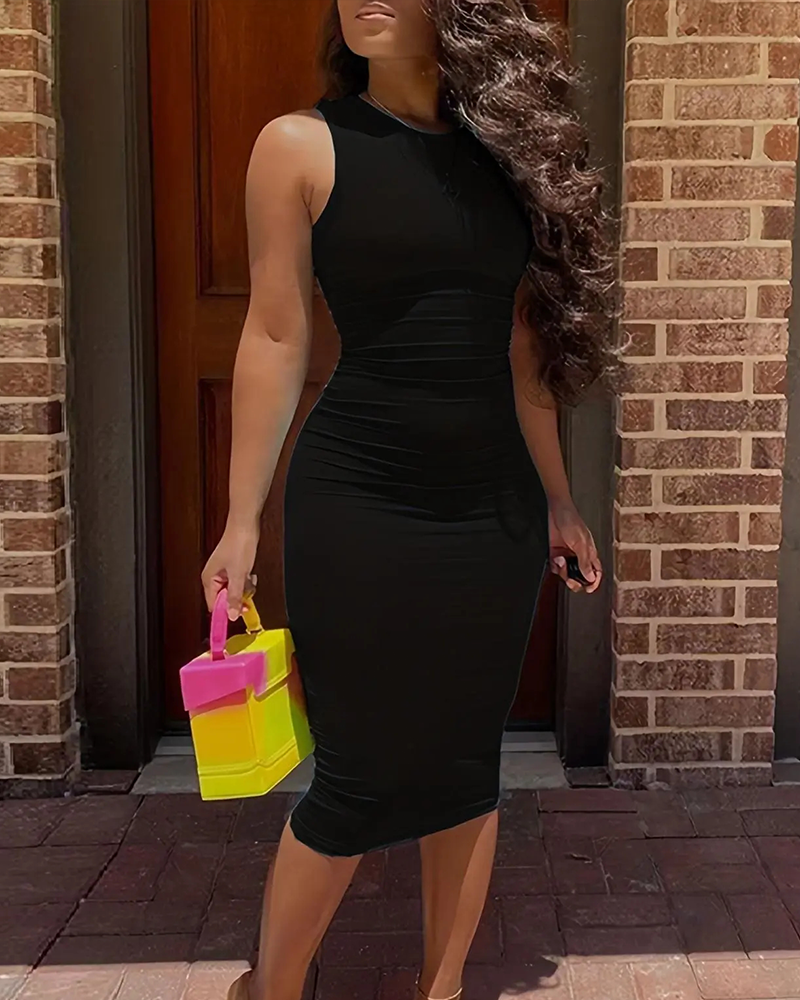 Solid Color Sleeveless Fashion Bodycon Dress