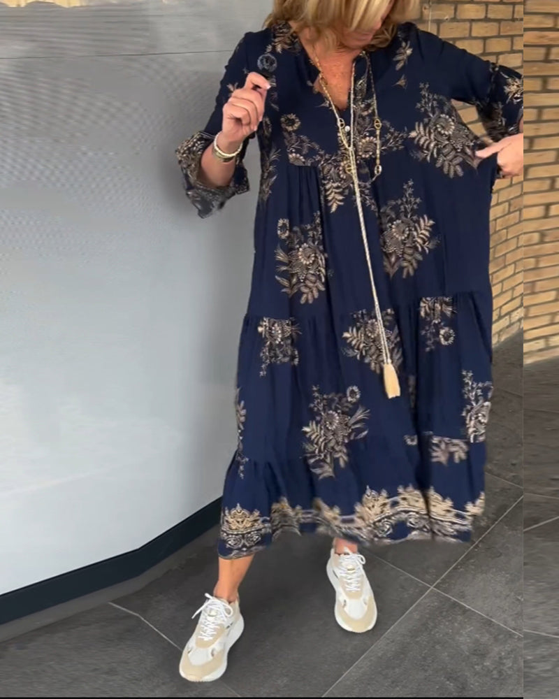 Abito ampio vintage con scollo a V