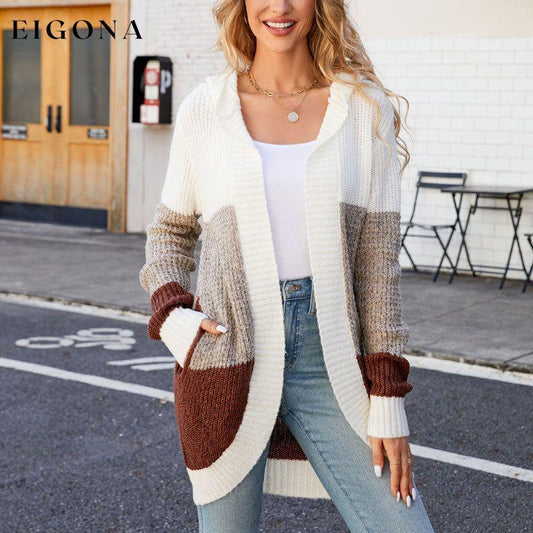 Casual Colour Block Cardigan White best Best Sellings cardigan cardigans clothes Sale tops Topseller
