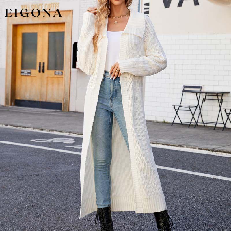 Casual Solid Colour Long Cardigan White best Best Sellings cardigan cardigans clothes Plus Size Sale tops Topseller