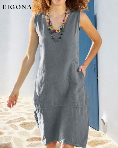 U-neck sleeveless pocket dress 23BF Casual Dresses Clothes Dresses Summer