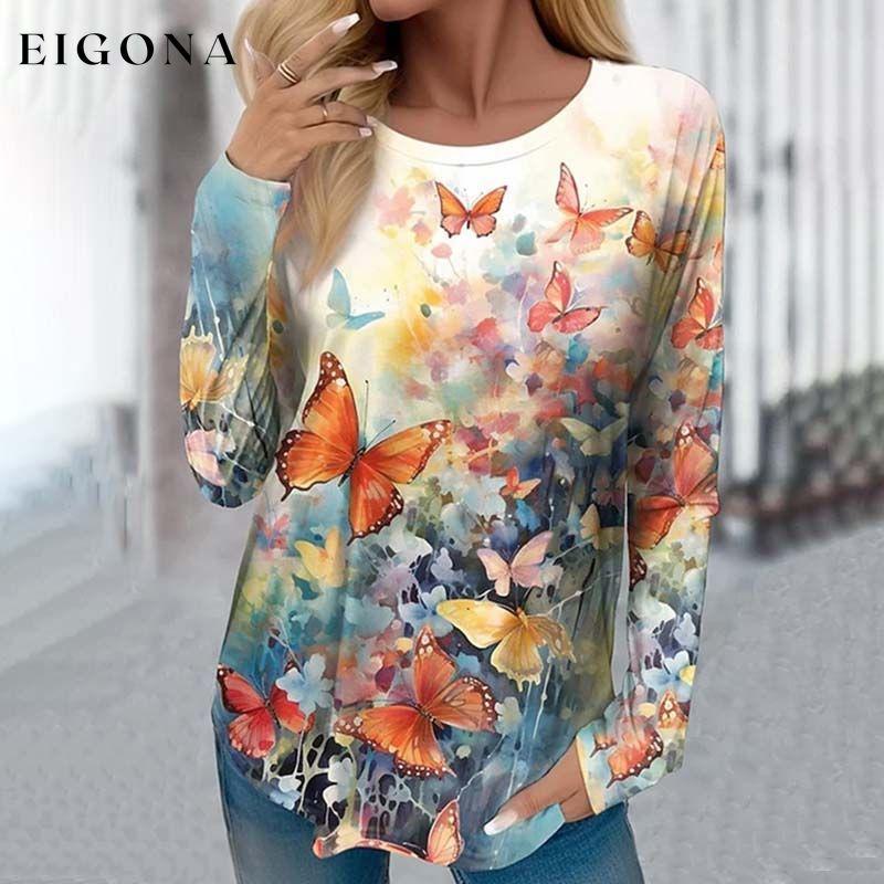 Casual Butterfly Print T-Shirt Multicolor best Best Sellings clothes Plus Size Sale tops Topseller