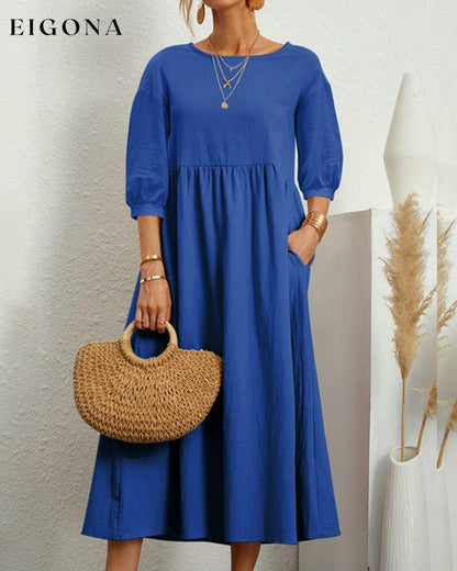 Cotton and linen dress Blue 23BF casual dresses Clothes Cotton and Linen Dresses Spring Summer