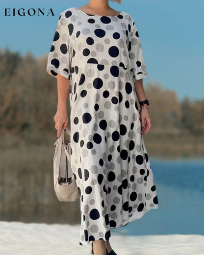 Round Neck Polka Dot Print Dress Casual Dresses Clothes Dresses SALE Spring Summer