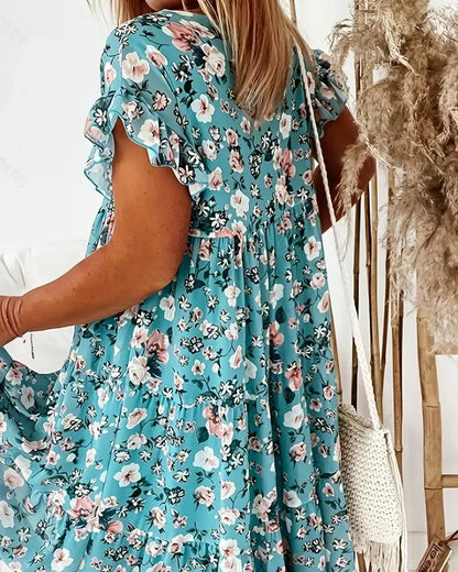Floral Short-Sleeve Printed Dress