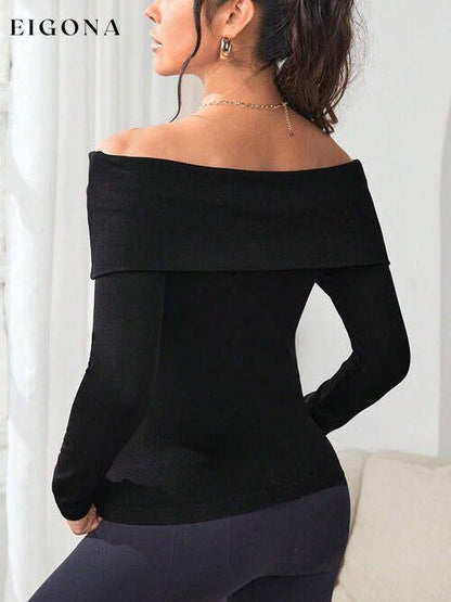 Off-Shoulder Long Sleeve Knit Top clothes Q&S Ship From Overseas