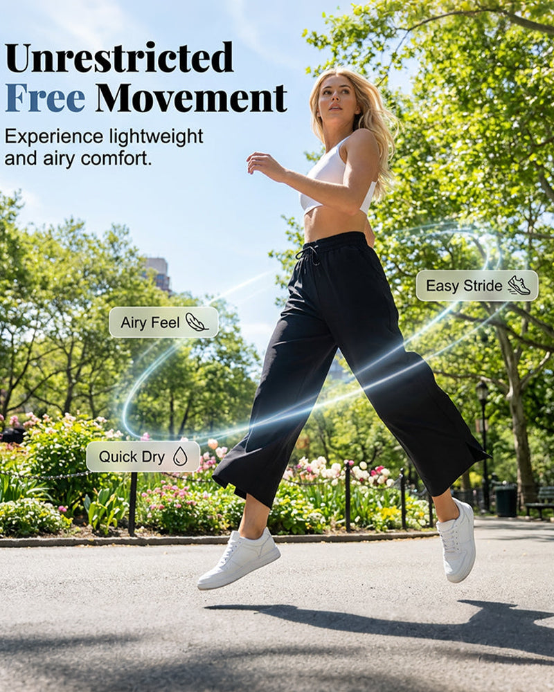 High-Waist Wide-Leg with Side Slit Pants