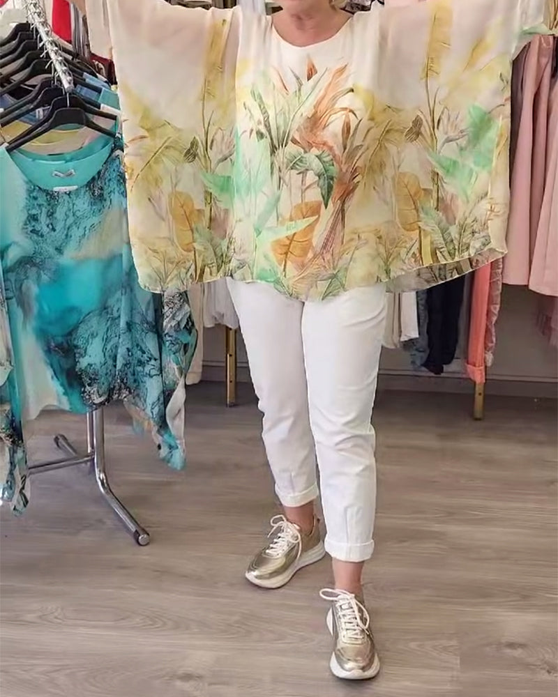 Loose Irregular Print Blouse
